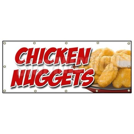 SIGNMISSION CHICKEN NUGGETS BANNER SIGN fried nuggets fingers tenders food white B-120 Chicken Nuggets